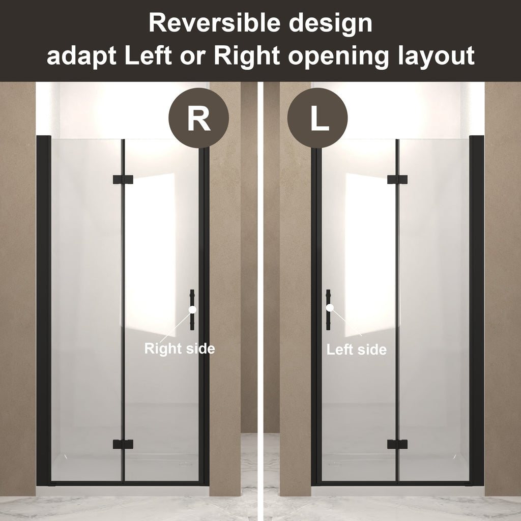 33-32" x 72" Bifold Shower Door with Tempered Glass