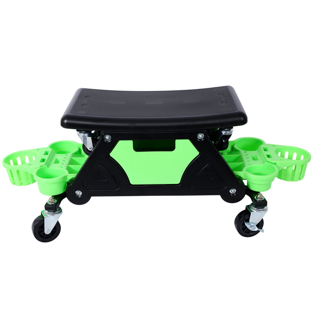Rolling Detailing Creeper Seat with Removable Tool Trays - Green