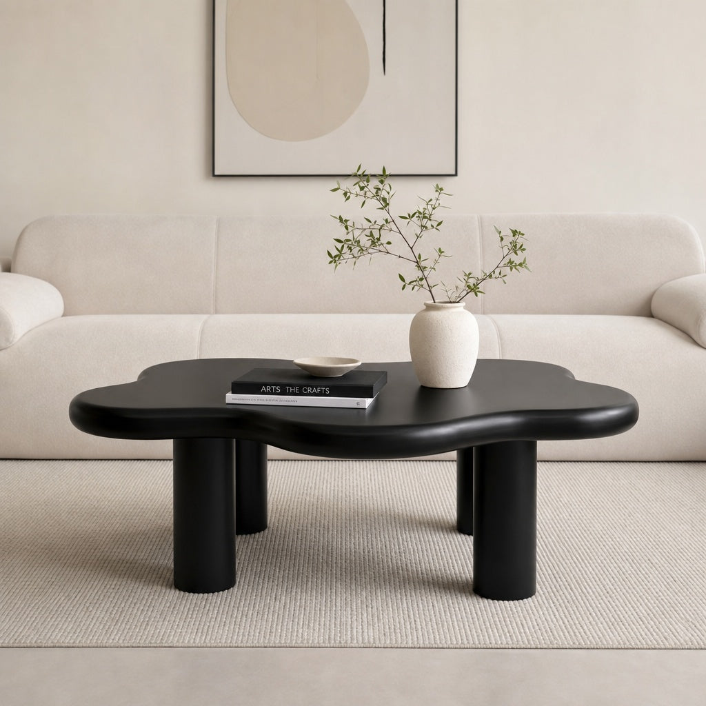 40'' Wood Cloud Coffee Table with 4 Round Legs
