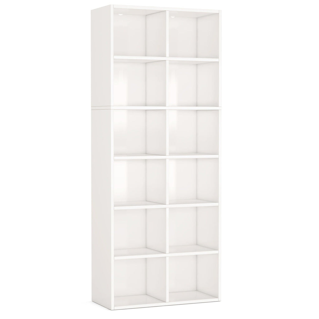 Narrow 12 Cube Bookcase with Closed Back - White
