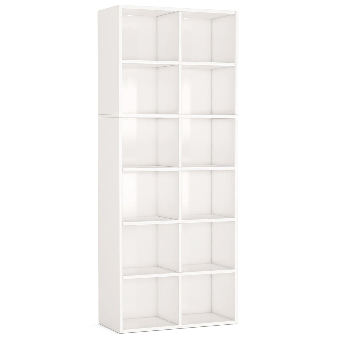 Narrow 12 Cube Bookcase with Closed Back - White