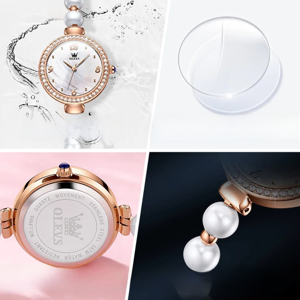 Women's Faux Pearl Bracelet Quartz Watch