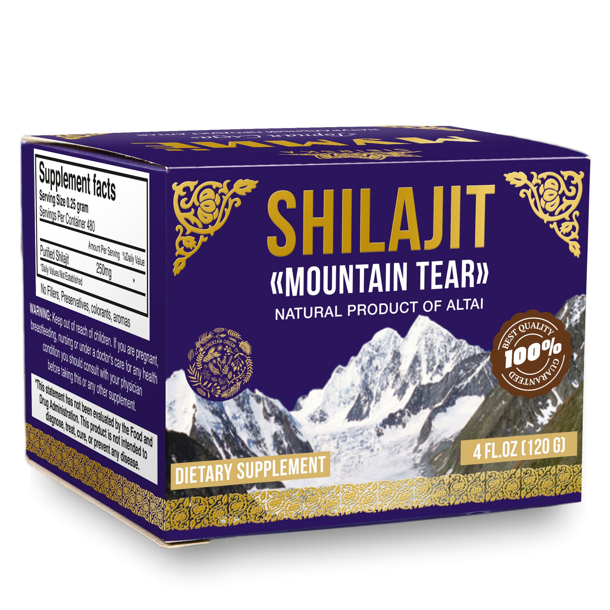 Siberian "Mountain Tear" Pure Premium Sibirska Shilajit Mumijo Resin – 4oz (120ml)