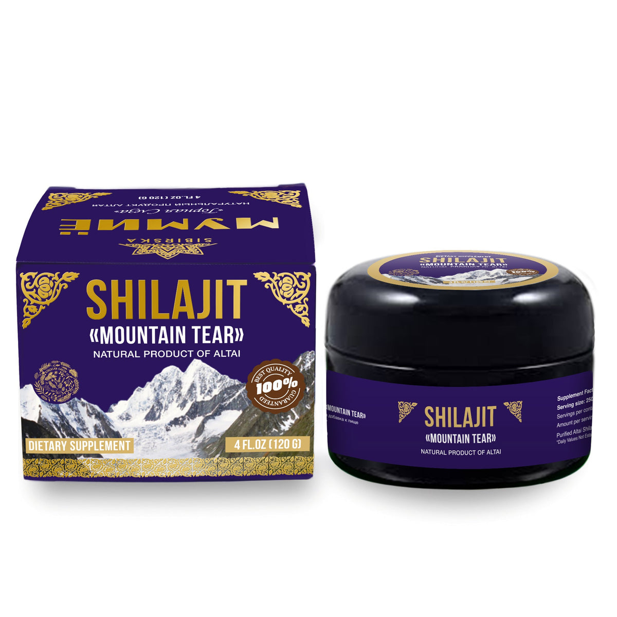 Siberian "Mountain Tear" Pure Premium Sibirska Shilajit Mumijo Resin – 4oz (120ml)