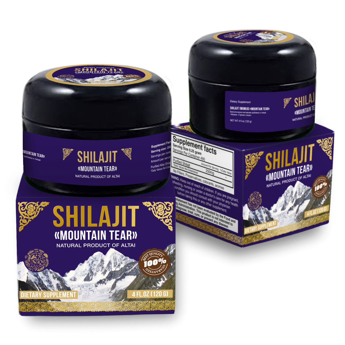 Siberian "Mountain Tear" Pure Premium Sibirska Shilajit Mumijo Resin – 4oz (120ml)