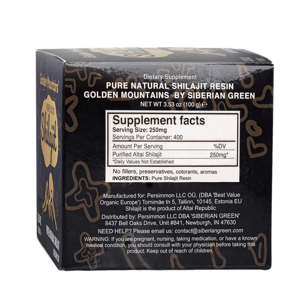 Golden Mountains Shilajit Resin 100g: Pure Altai Mountains Shilajit by Siberian Green