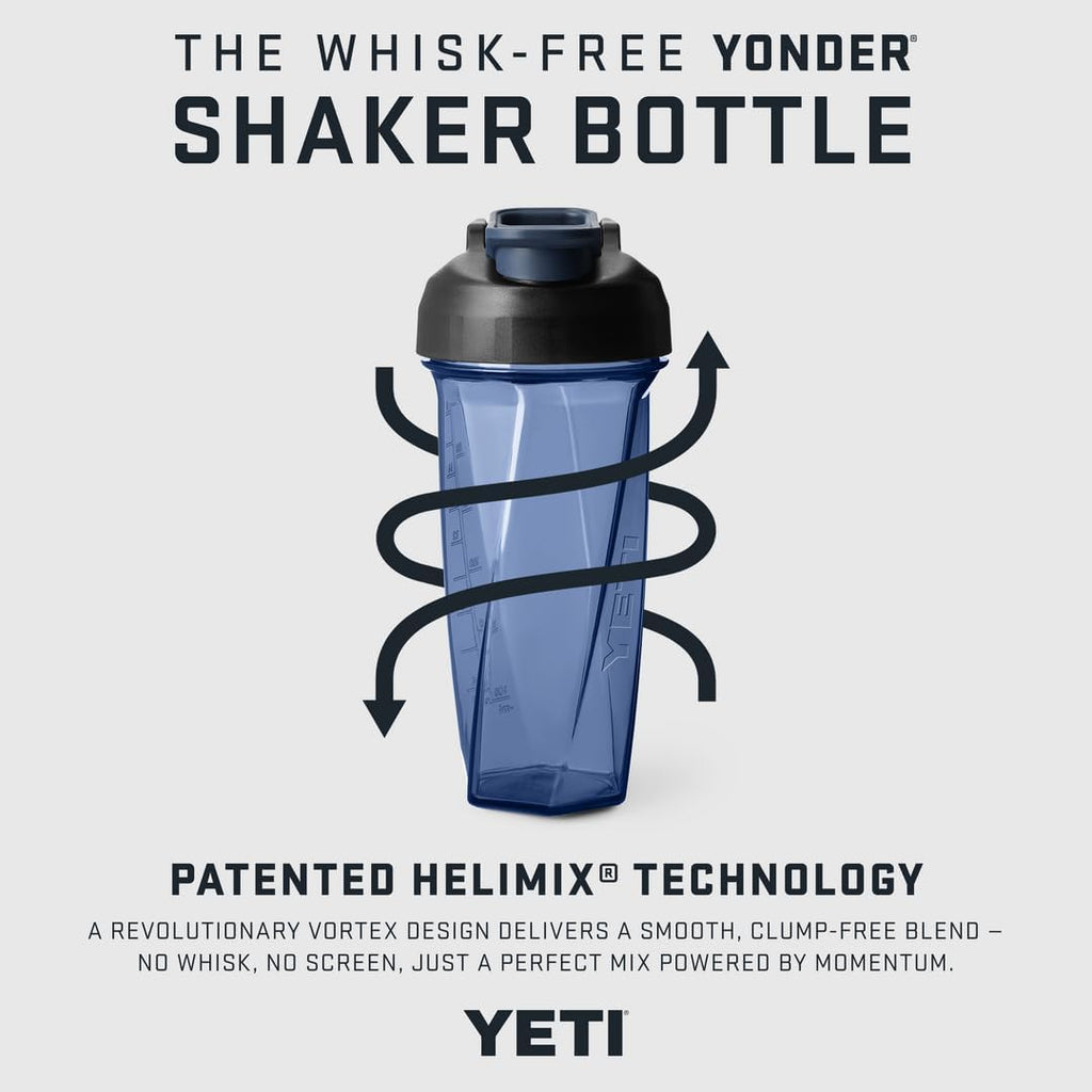 YETI Yonder Helimix Vortex Blender Shaker Bottle Holds up to 27oz | No Blending Ball or Whisk | USA Made | Portable Pre Workout Whey Protein Drink Shaker Cup | Dishwasher Safe, Navy