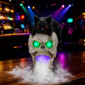 Halloween Cat Skull Statue with Glowing Features - Black White
