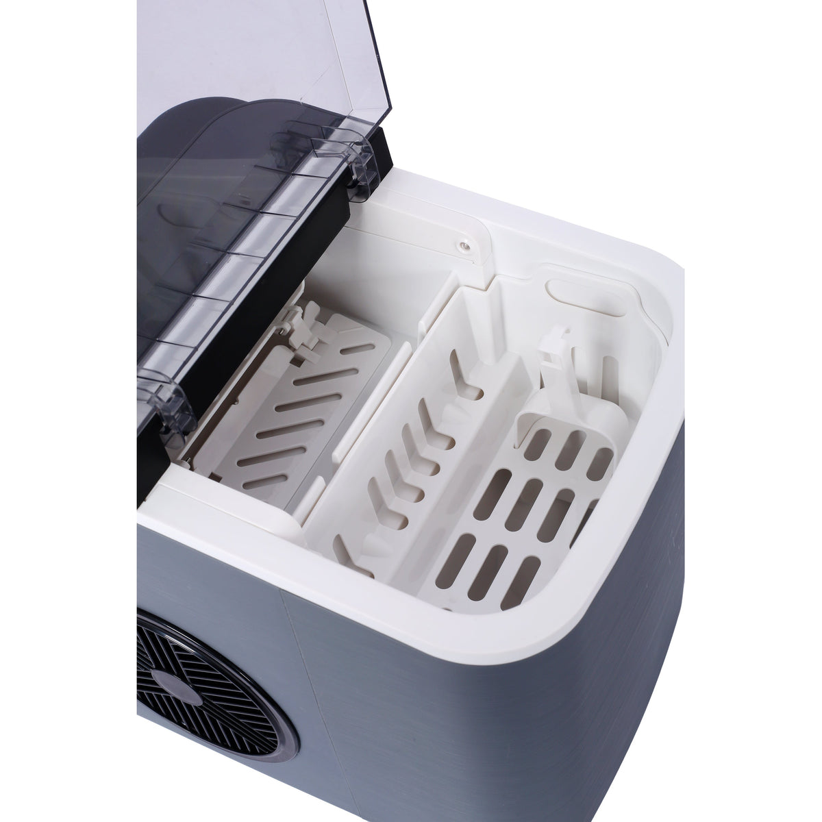 Portable Ice Maker with Self-Cleaning and Quick Ice Production - White