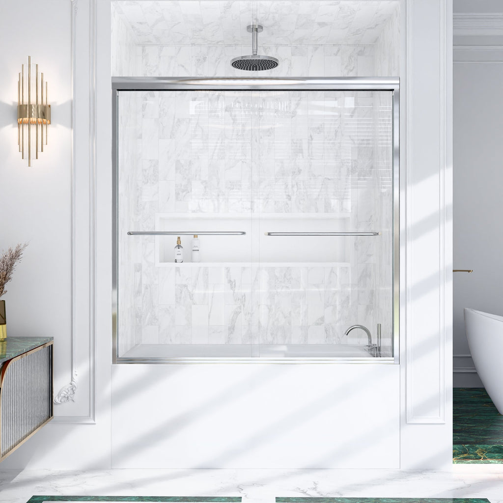 56"-60"W*60" H Semi-Frameless Double Sliding Shower Door