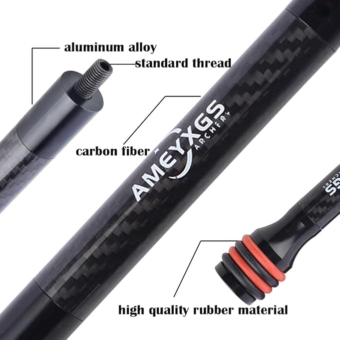 AMEYXGS 6/8/10/12 Inch Archery Bow Stabilizer Carbon Fiber Balance Bar Rod Side Rod Stabilizer Dampen Weight for Compound Bow Recurve Bow Accessory
