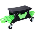 Rolling Detailing Creeper Seat with Removable Tool Trays - Green