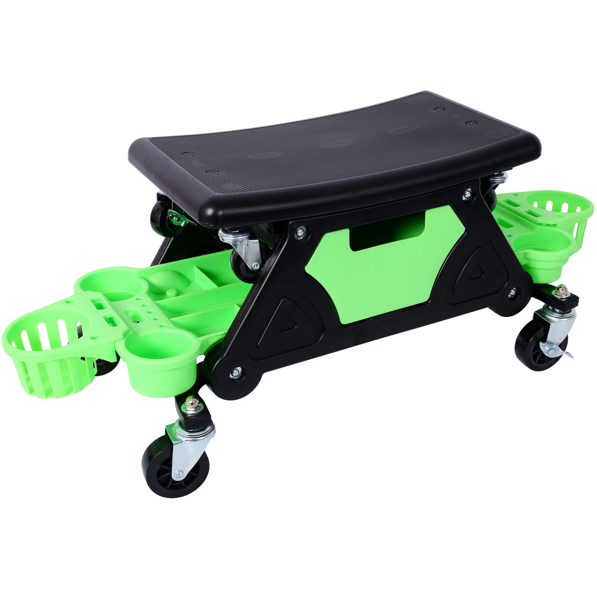 Rolling Detailing Creeper Seat with Removable Tool Trays - Green