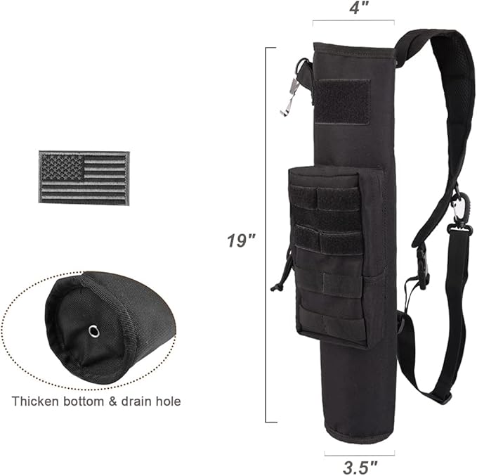 KRATARC Archery Lightweight Back Arrow Quiver Dual Use Foldable Compact Hip Arrows Bag with Molle System Pocket Hanged for Target Shooting Hunting