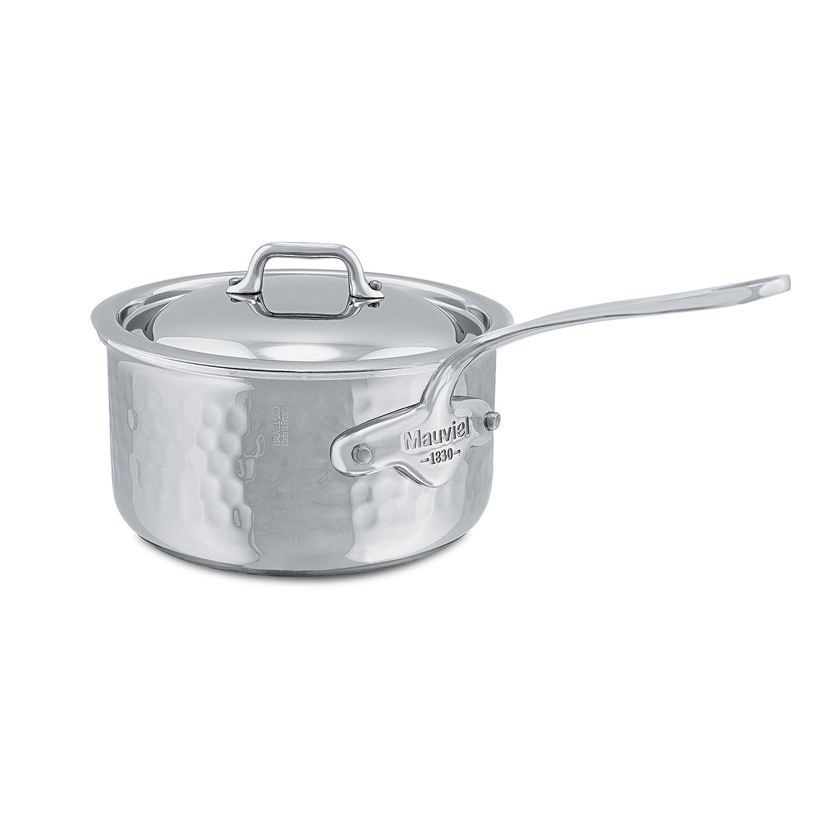 Mauviel 1830 M'ELITE Hammered 5-Ply Sauce Pan With Curved Lid, Cast Stainless Steel Handles