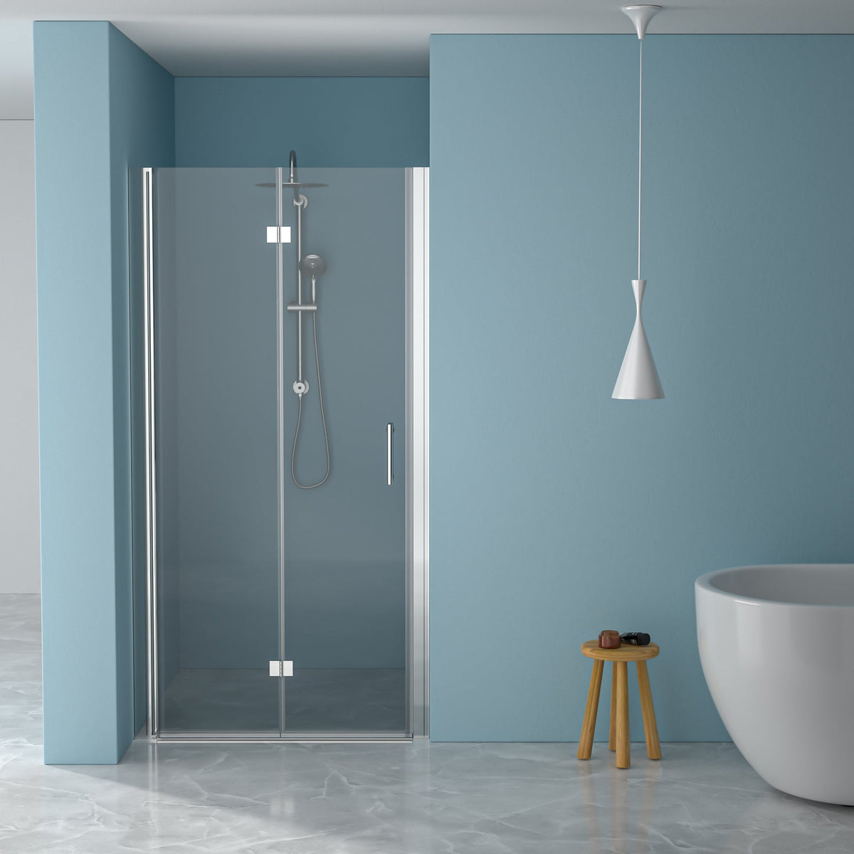 30"W x 72"H Fold Frameless Shower Door with Tempered Glass