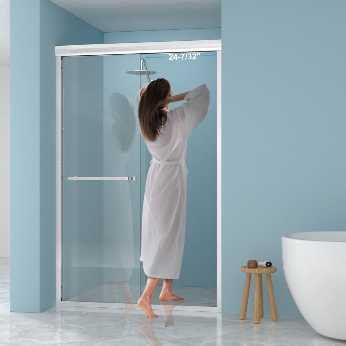 Semi-Frameless Bypass Sliding Shower Door