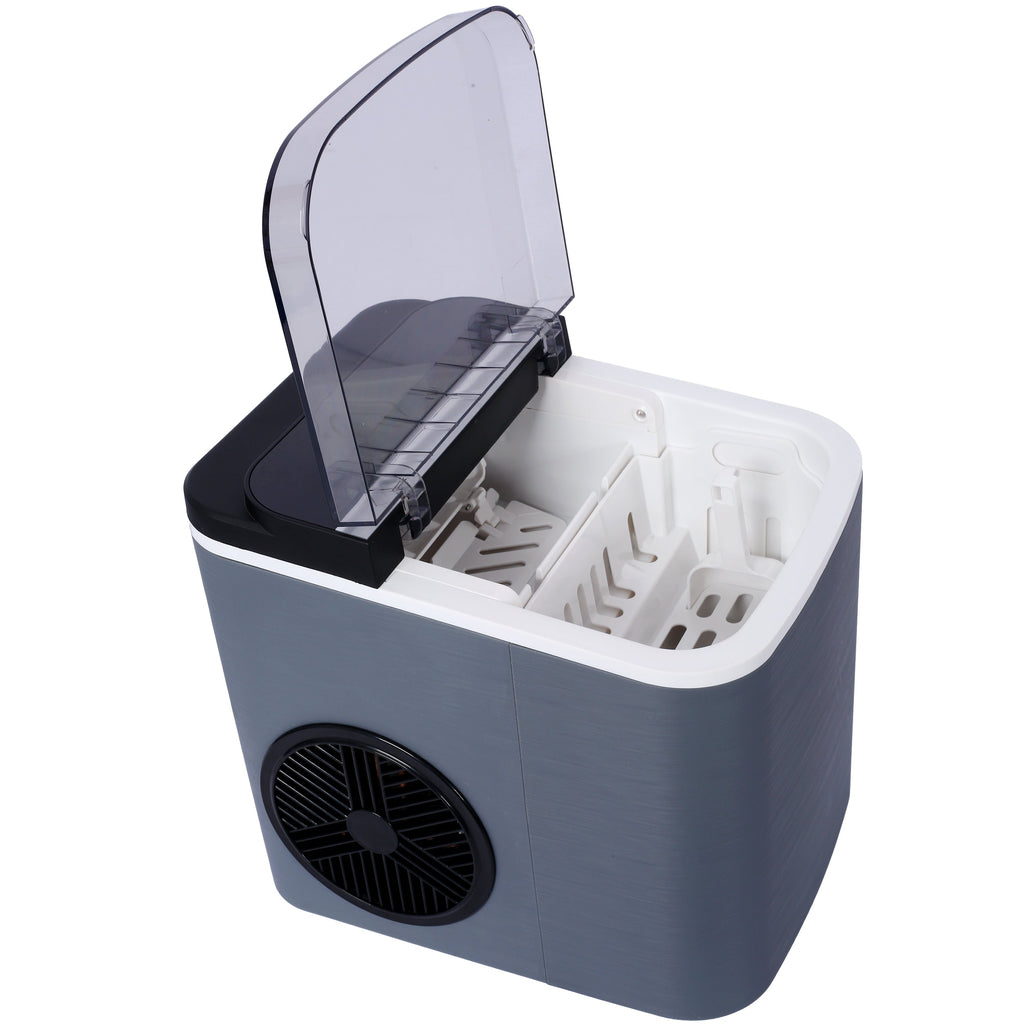 Portable Ice Maker with Self-Cleaning and Quick Ice Production - White