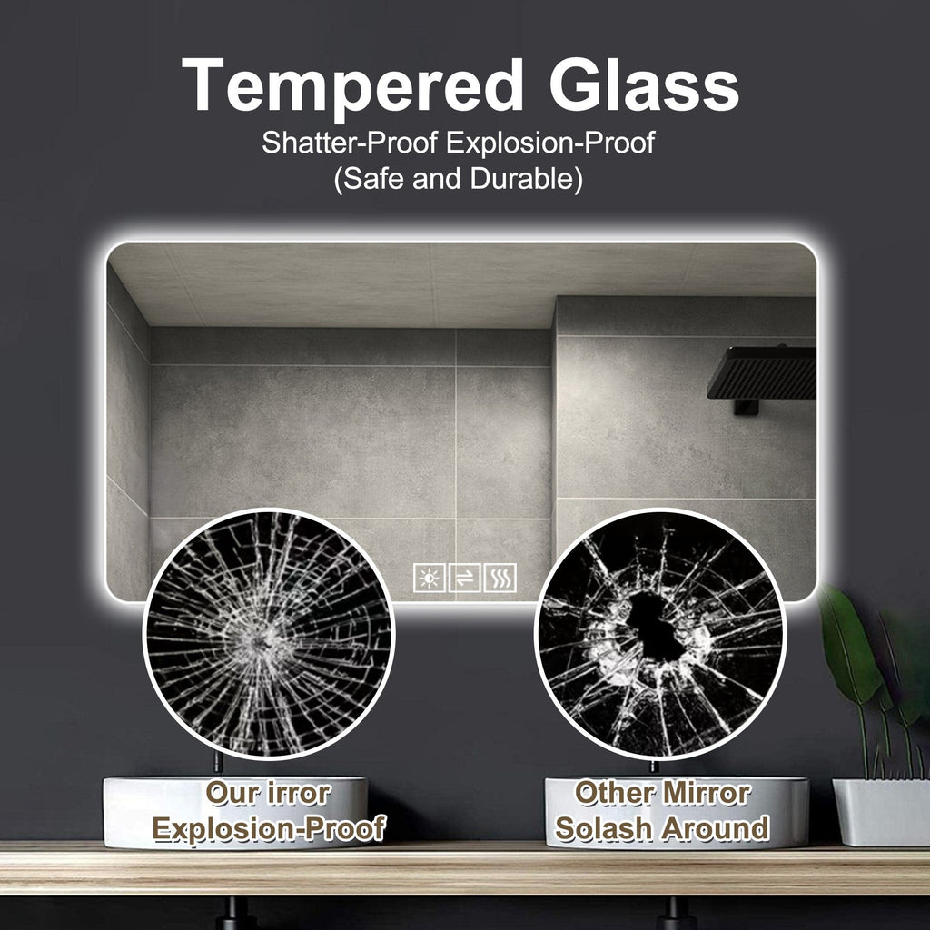 48"x24" LED Bathroom Mirror with One-Touch Demist Function