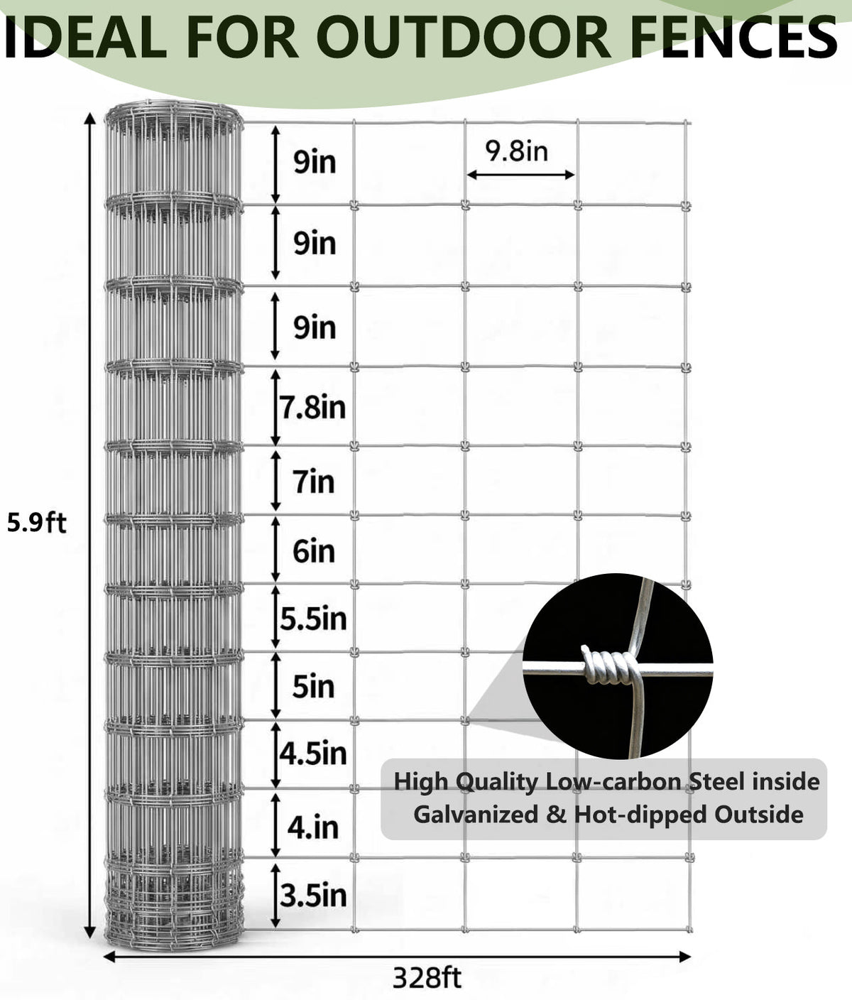 Farm Livestock Fence with Heavy-Duty Galvanized Iron Wire - Silver