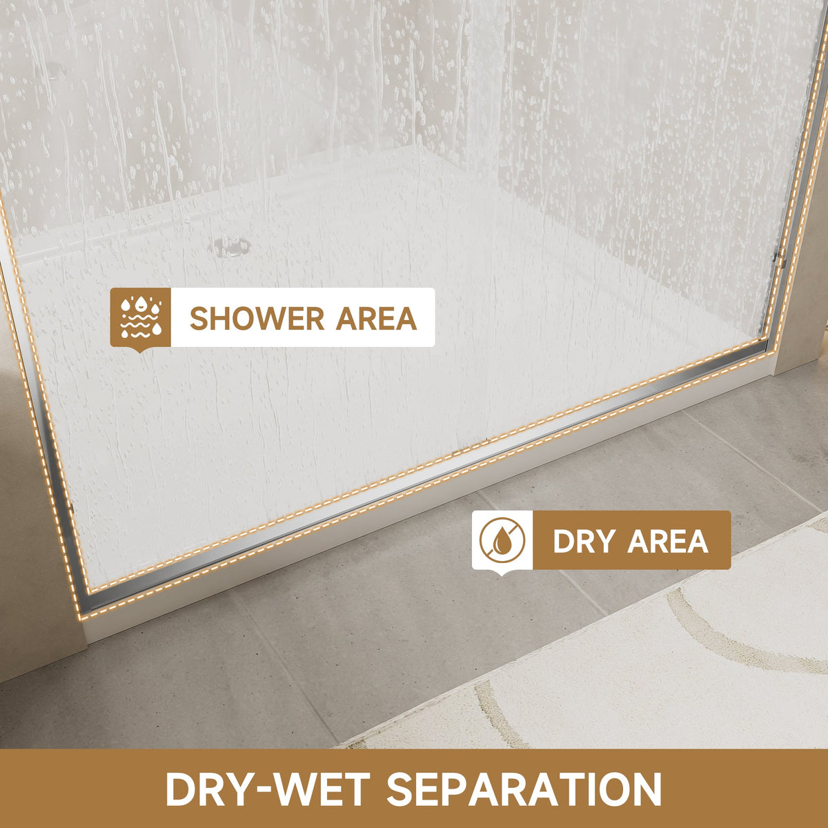 Adjustable Glass Shower Door 56"–60" W x 72" H