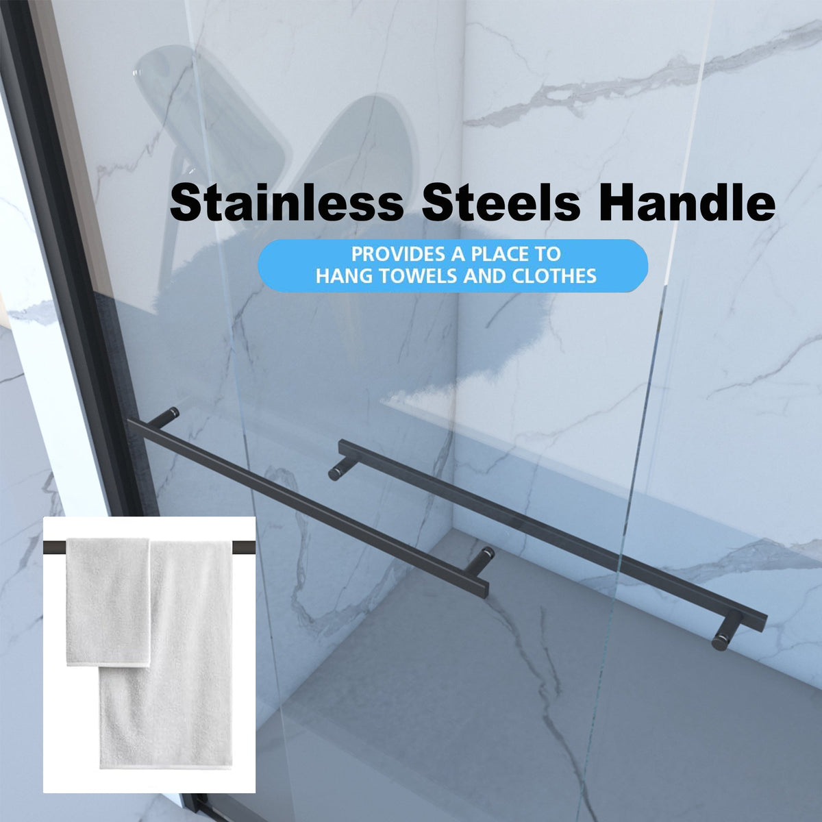 56-60"x70" Aluminum Frame Double Sliding Shower Door