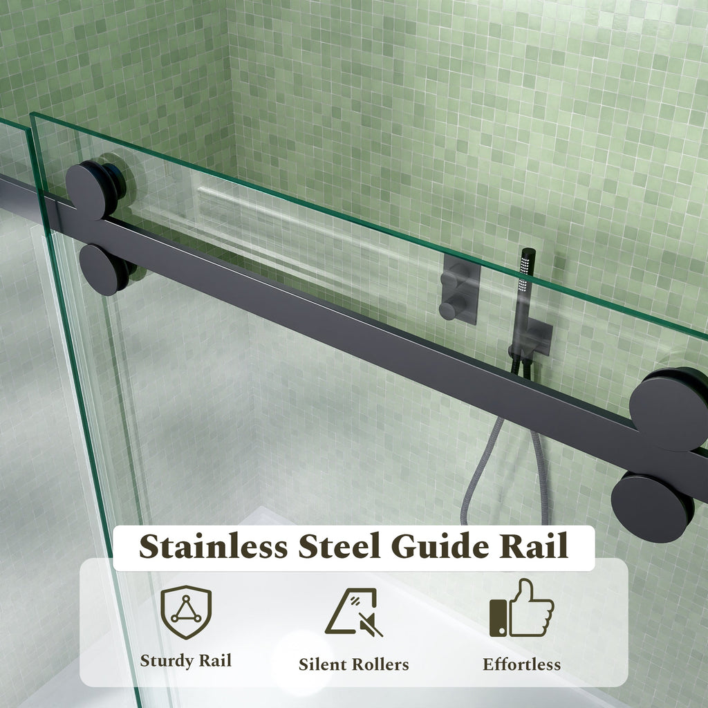 56-60"W x 60"H Frameless Sliding Tub Shower Door Enclosure