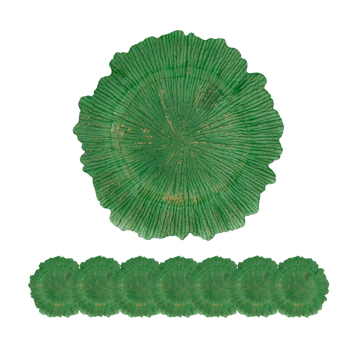 Plastic Charger Plate (Set of 8) with Elegant Design - Black, Green, or Red