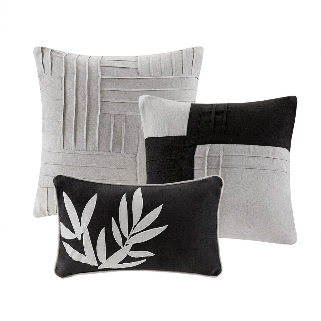 7 Piece Faux Suede Comforter Set Grey Full