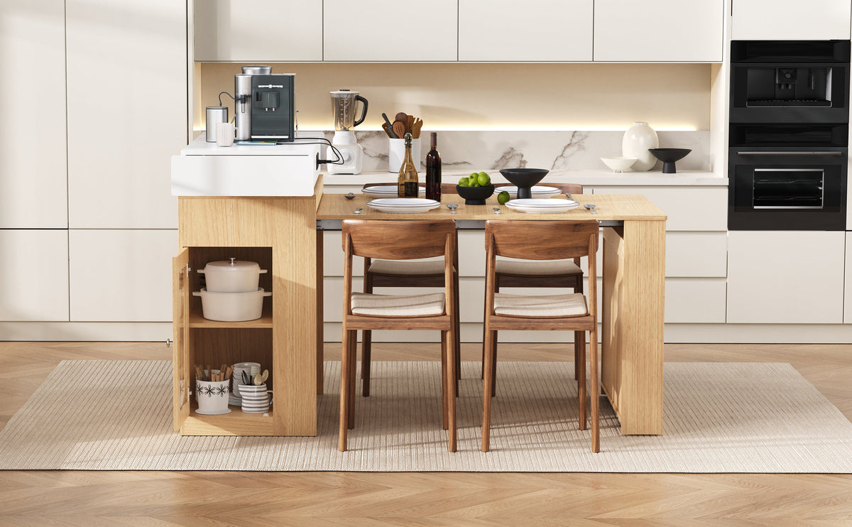 TREXM Extendable Dining Table with Folding Tabletop
