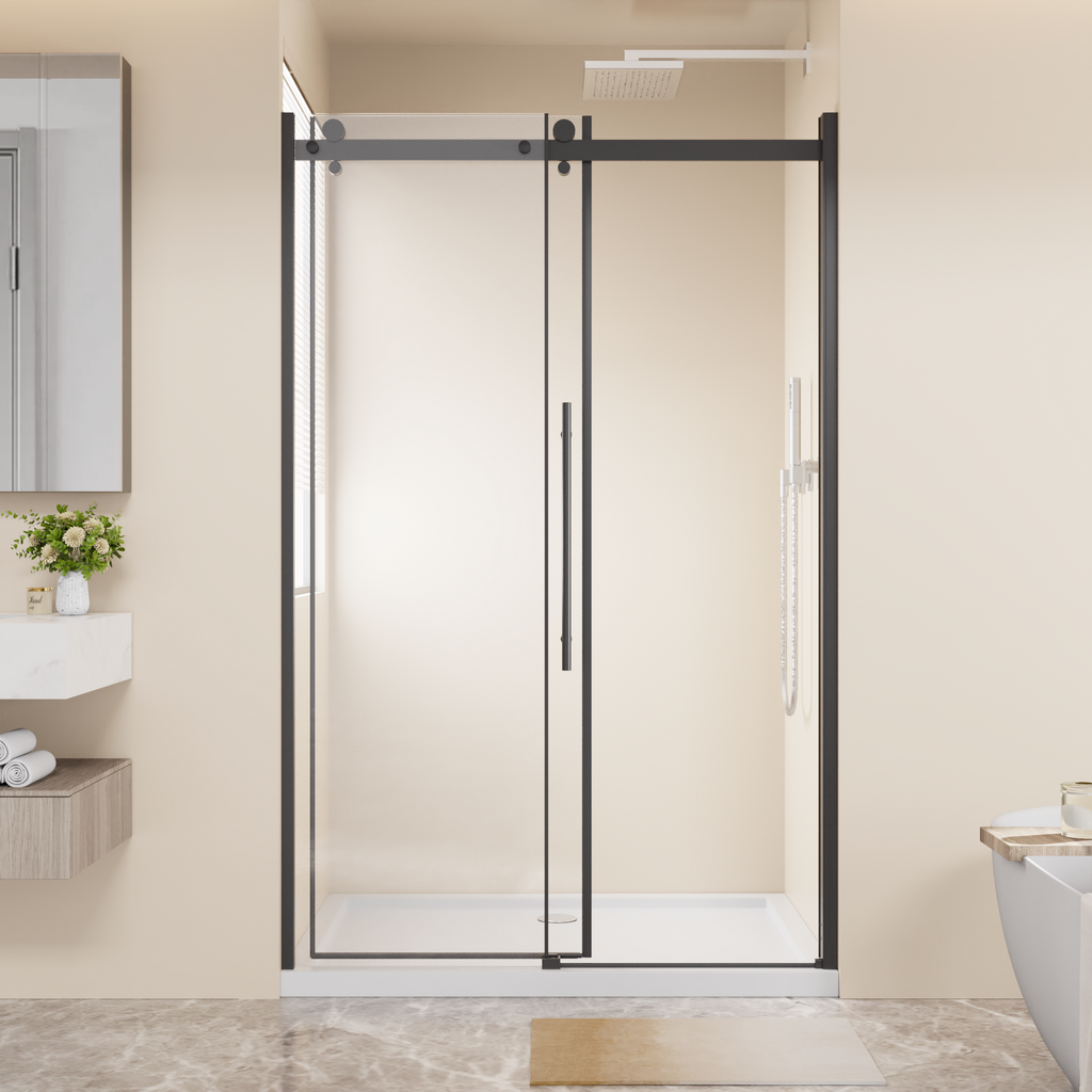 Frameless Shower Door with Zinc Roller Rail System