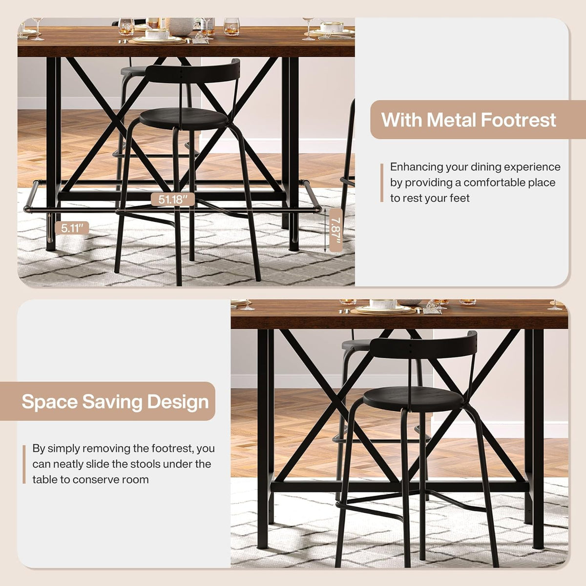 63" Counter Height Dining Table for 6
