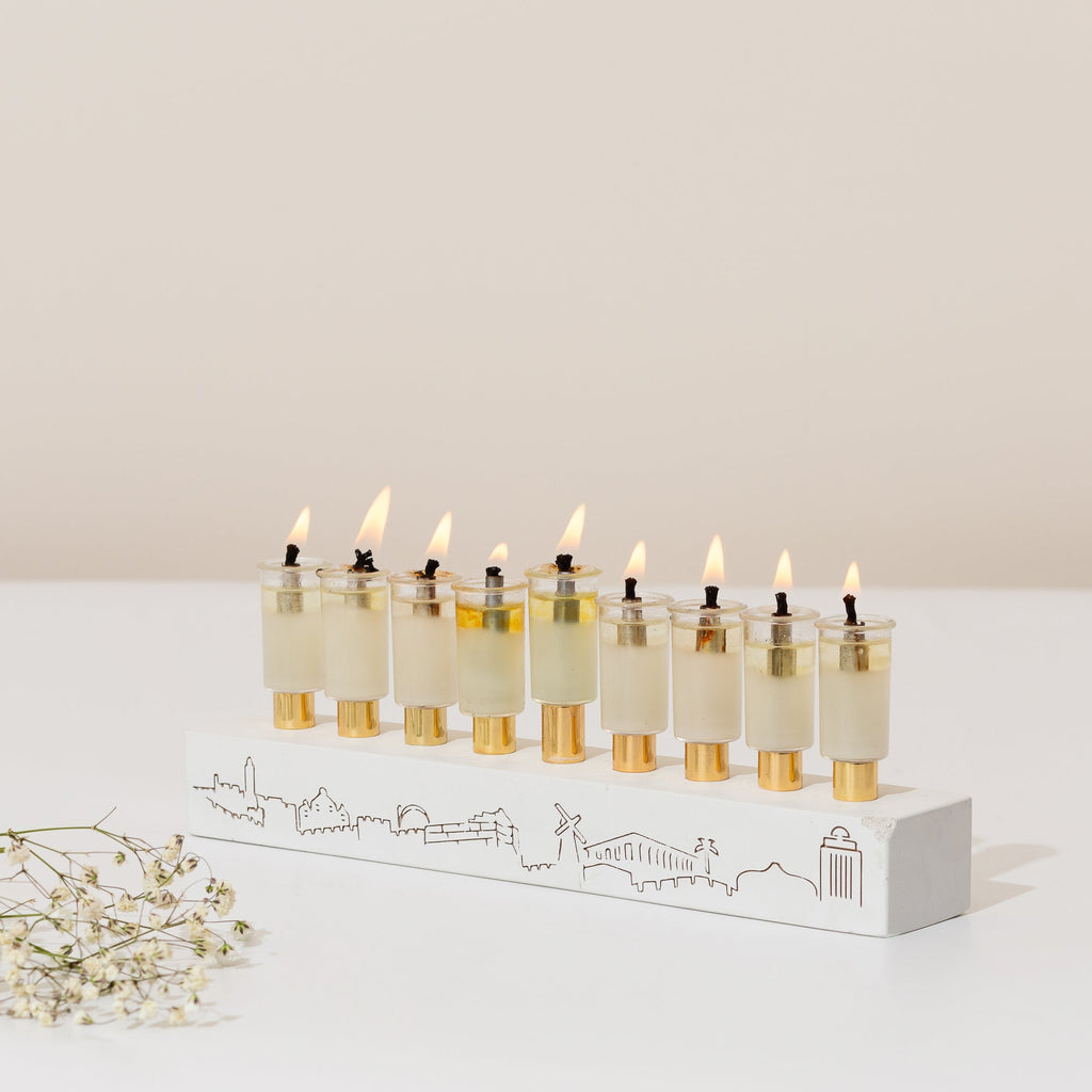 Modern Concrete Menorah - Jerusalem Outline S