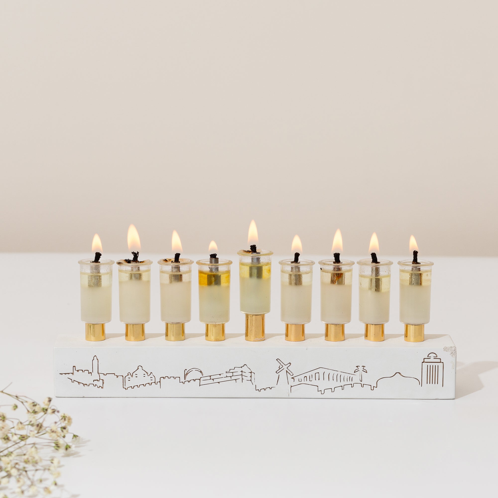 Modern Concrete Menorah - Jerusalem Outline S