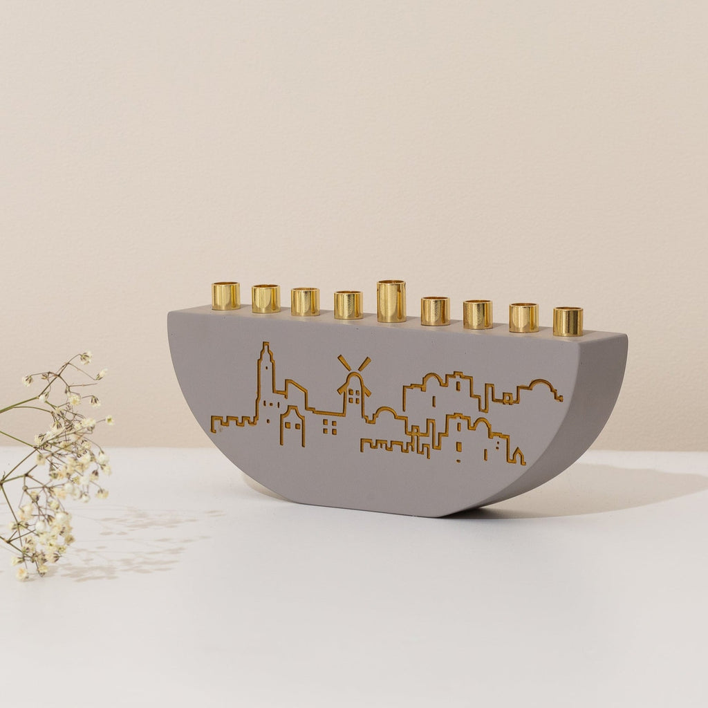 Decorative Hanukkah Menorah – Jerusalem Outline L Series
