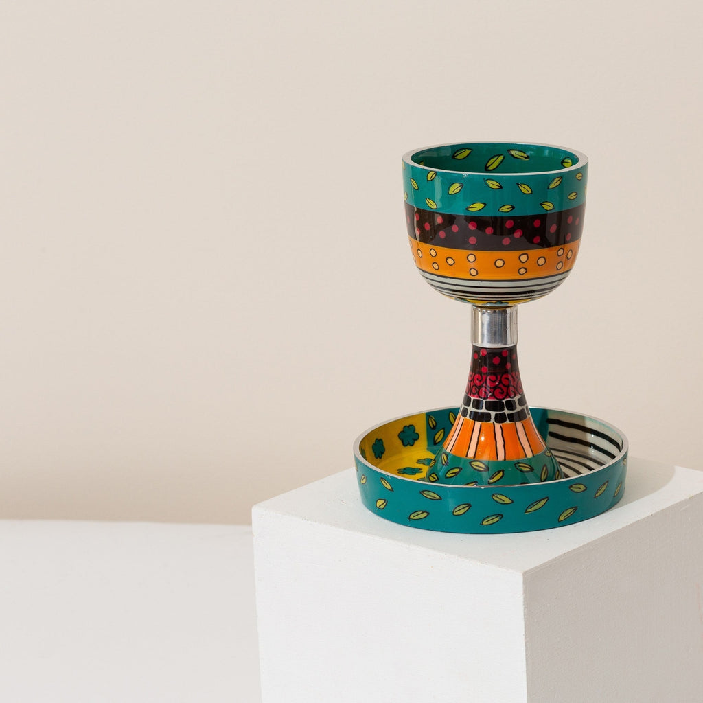 Artisan Enamel Kiddush Cup for Shabbat – Classic Premium