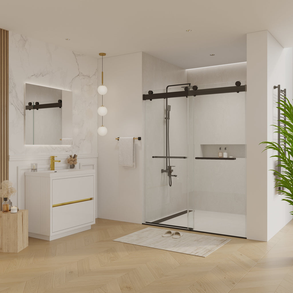 56 to 60 in. W x 76 in. H Double Sliding Frameless Shower Door