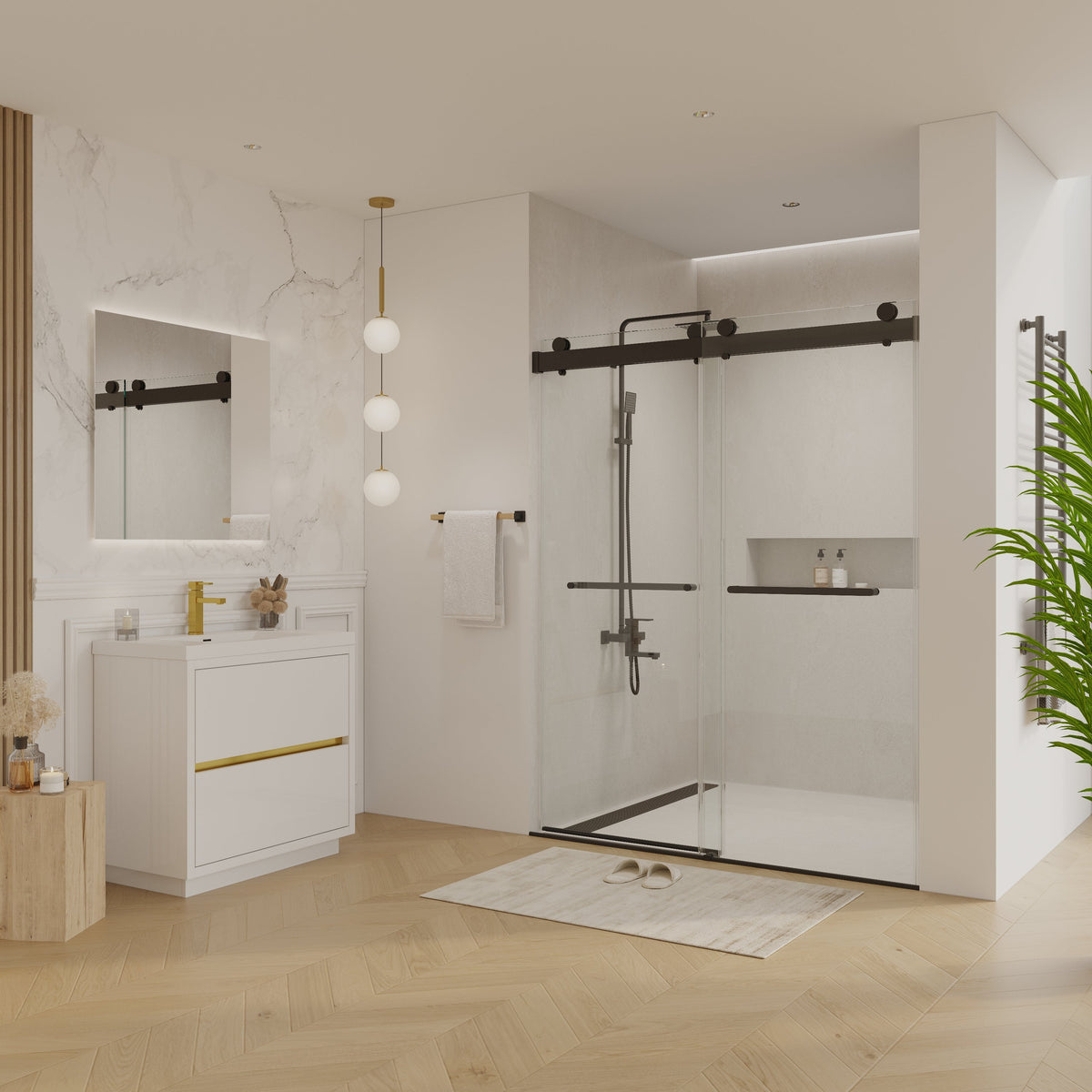 Double Sliding Frameless Soft-Close Shower Door