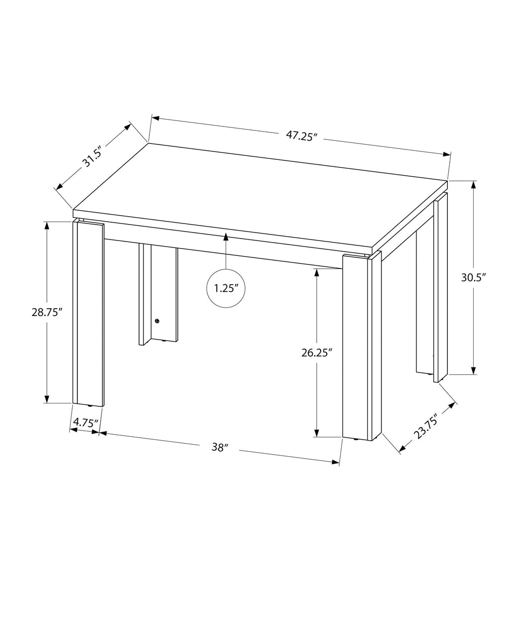 48" Rectangular Dining Table