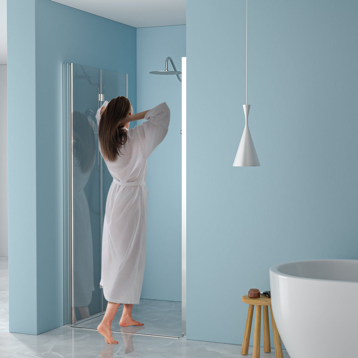 32"W x 72"H Fold Frameless Shower Door with Tempered Glass