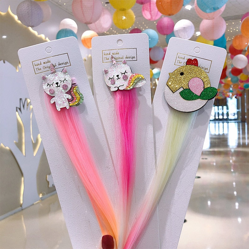 Sweet Colorful Hairpin Lovely Children Girls Hairclip Kids Cute Barrette Cartoon Extension Braider Rainbow Hair Accessories