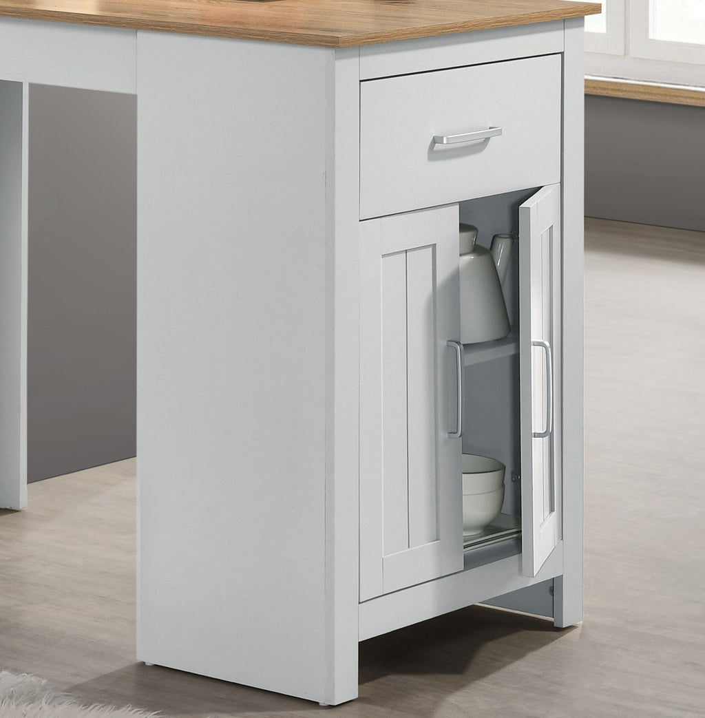 Small Space Counter Height Dining Table with Cabinet and Drawer Storage - Gray or Light Brown
