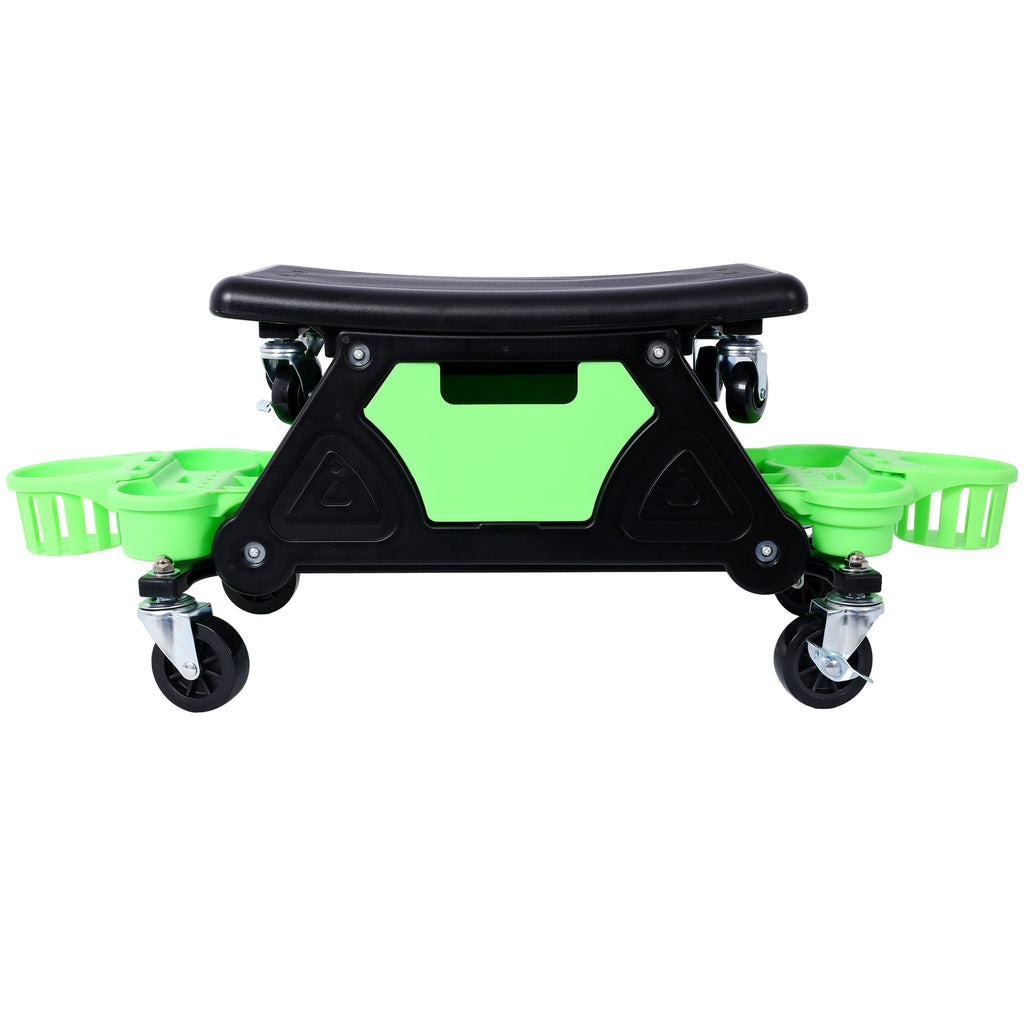 Rolling Detailing Creeper Seat with Removable Tool Trays - Green
