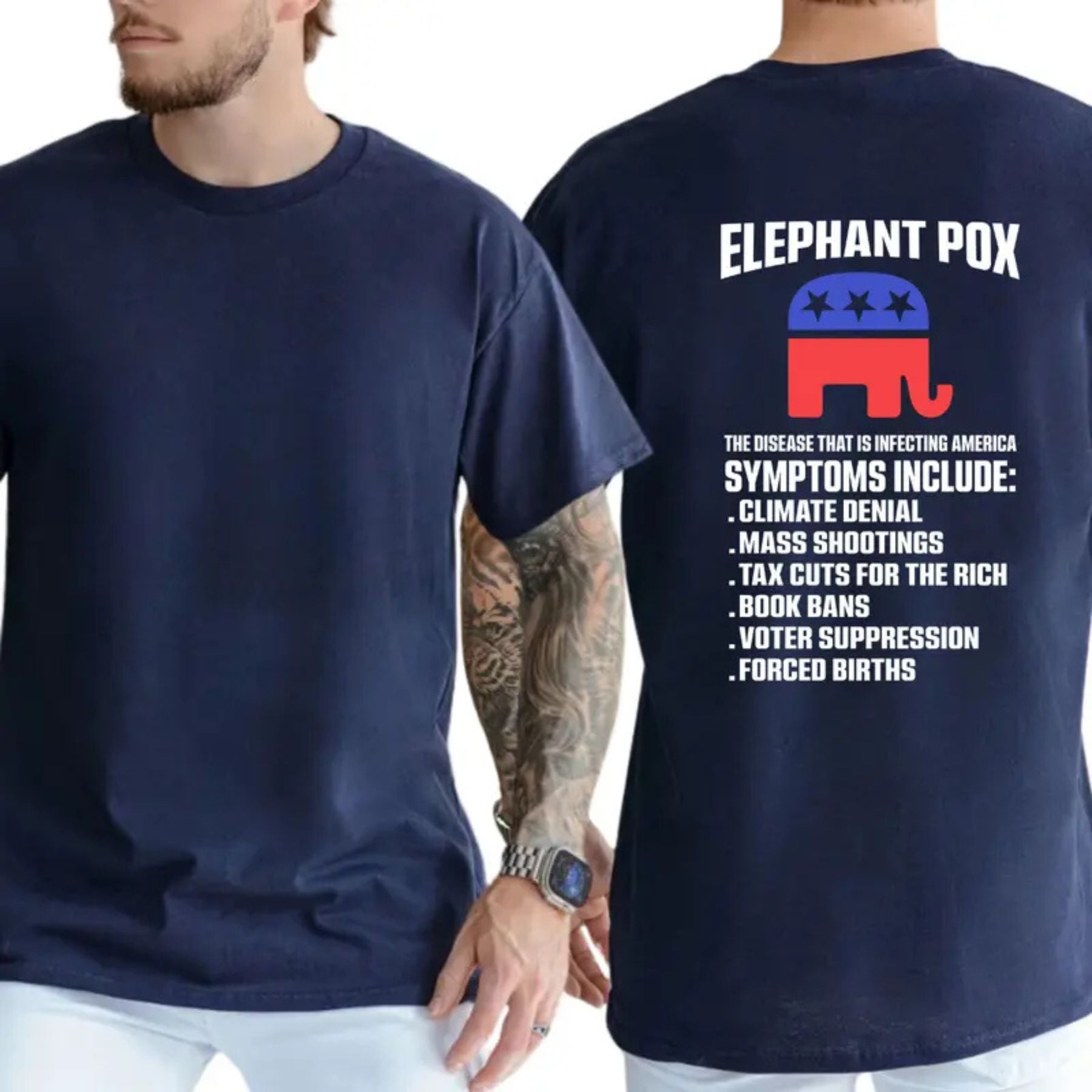 "Elephant Pox" Funny Political T-Shirt – Satirical Democracy Graphic Tee, Unisex Cotton Shirt