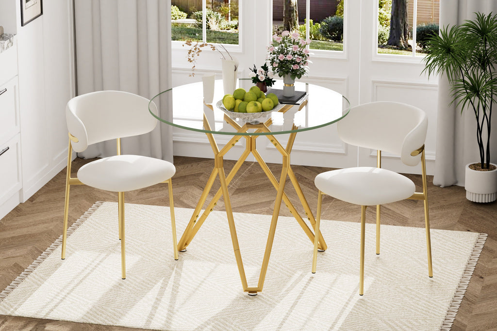 35.4-Inch Round Tempered Glass Dining Table