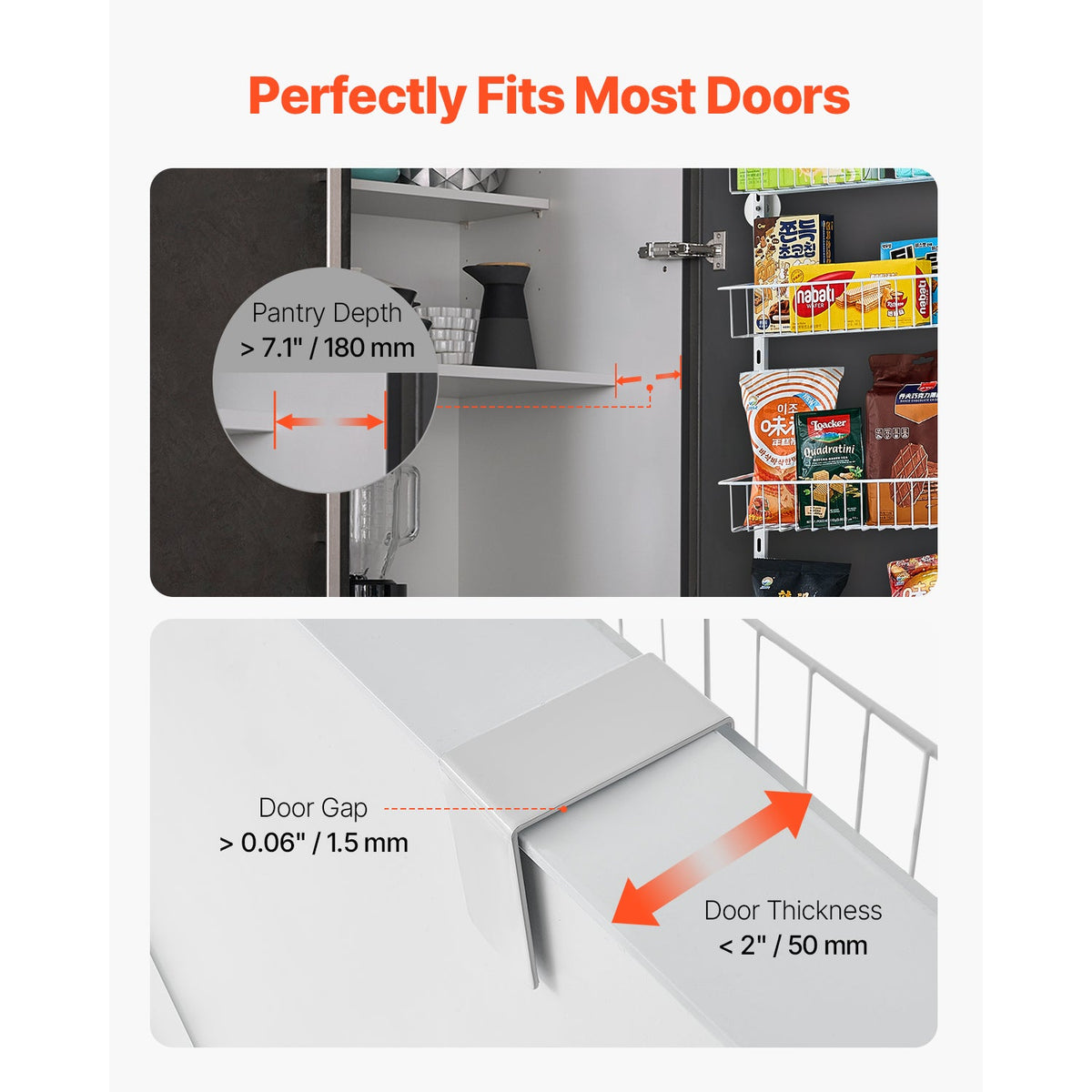 10-Tier Over The Door Pantry Organizer with Adjustable Storage - Carbon Steel