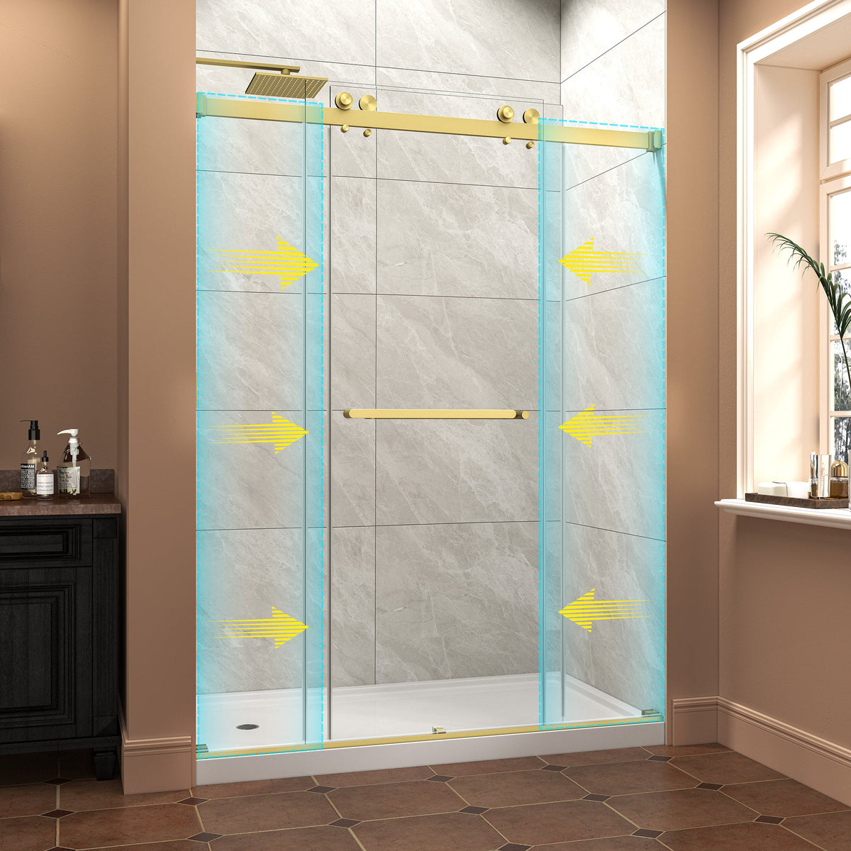 Frameless Shower Door 55"-60" W x 76" H