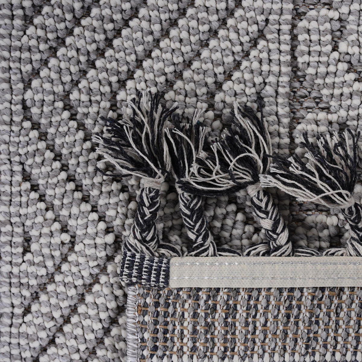 Geometric Indoor/Outdoor Rug with Stain Resistance - Dark Gray