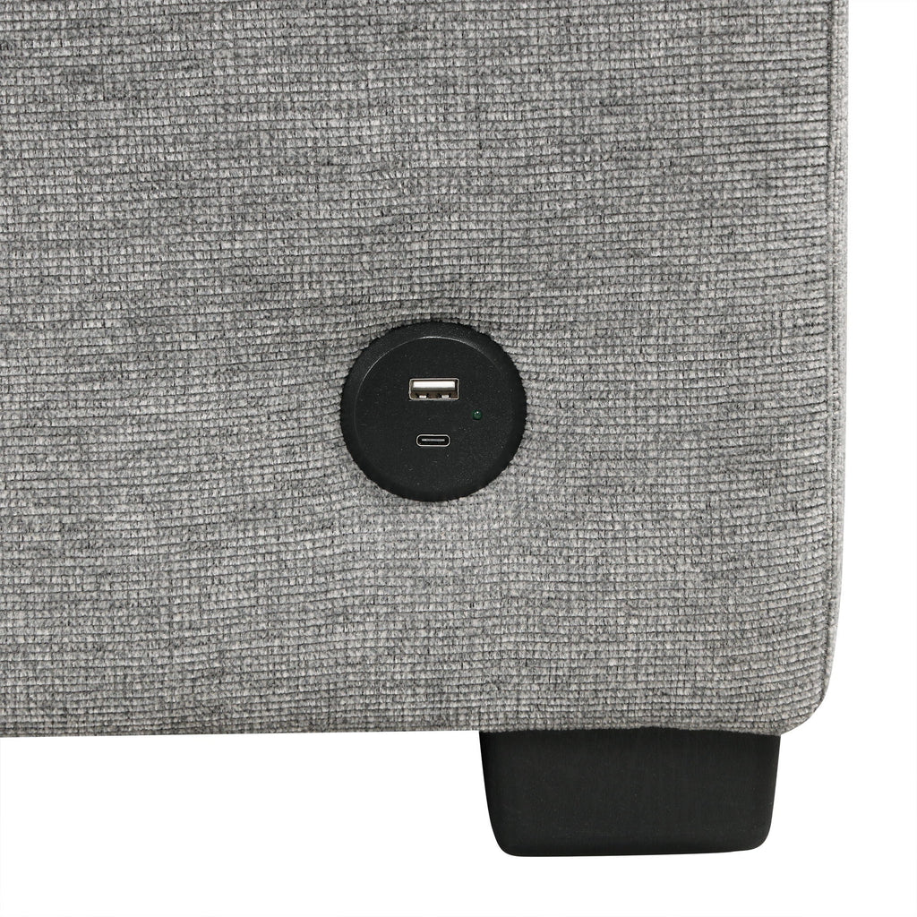 Modern U-Shaped Sectional Sofa Convertible Pull-Out Sofa Bed With USB Ports And Cup Holders