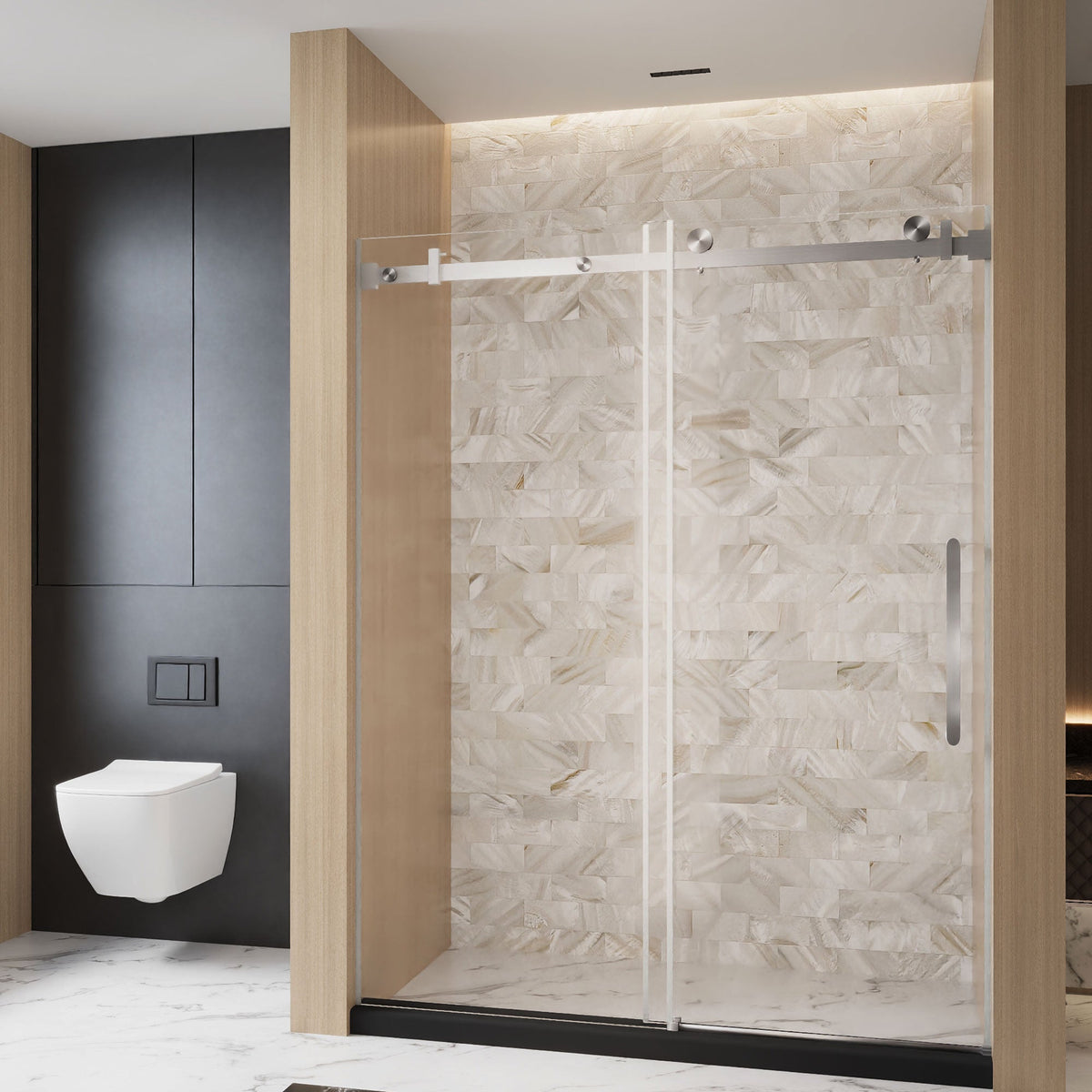 Frameless Single Sliding Shower Door - 48"W x 76"H
